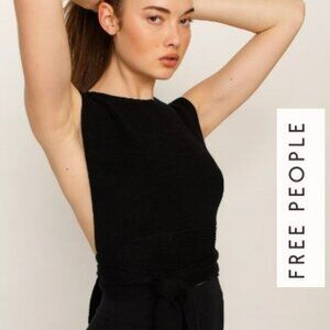 Free People Orchid Convertible Open-Back Sweater Tank in Black